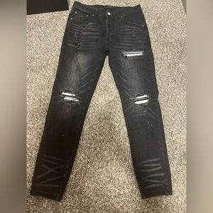 AMIRI Black Distressed Relaxed Jeans